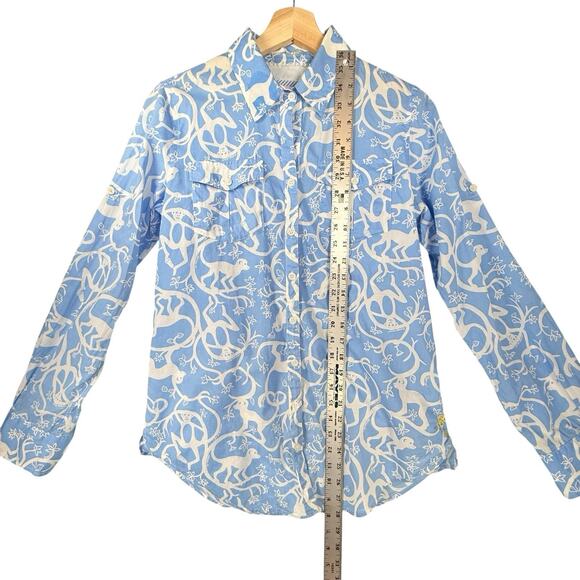Lilly Pulitzer Size SMALL Button Up Blouse Monkey Print Preppy Shake it Up Beach - Picture 6 of 12